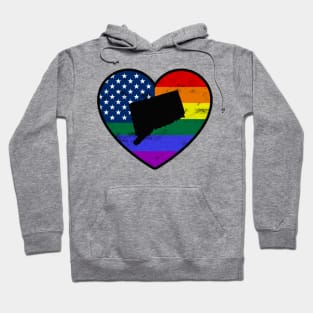 Connecticut United States Gay Pride Flag Heart Hoodie